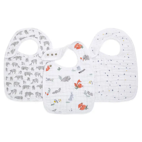 BOUTIQUE COTTON MUSLIN SNAP BIBS 3 PACK
