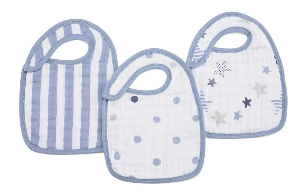 BOUTIQUE COTTON MUSLIN SNAP BIBS 3 PACK