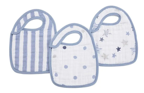 BOUTIQUE COTTON MUSLIN SNAP BIBS 3 PACK