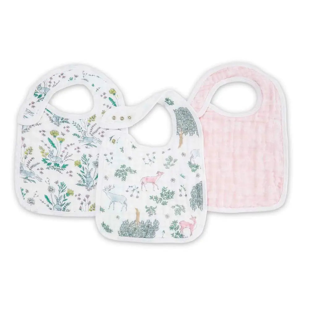 BOUTIQUE COTTON MUSLIN SNAP BIBS 3 PACK