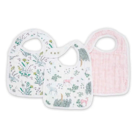 BOUTIQUE COTTON MUSLIN SNAP BIBS 3 PACK