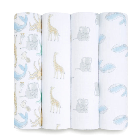 ESSENTIALS COTTON MUSLIN SWADDLES 4 PACK