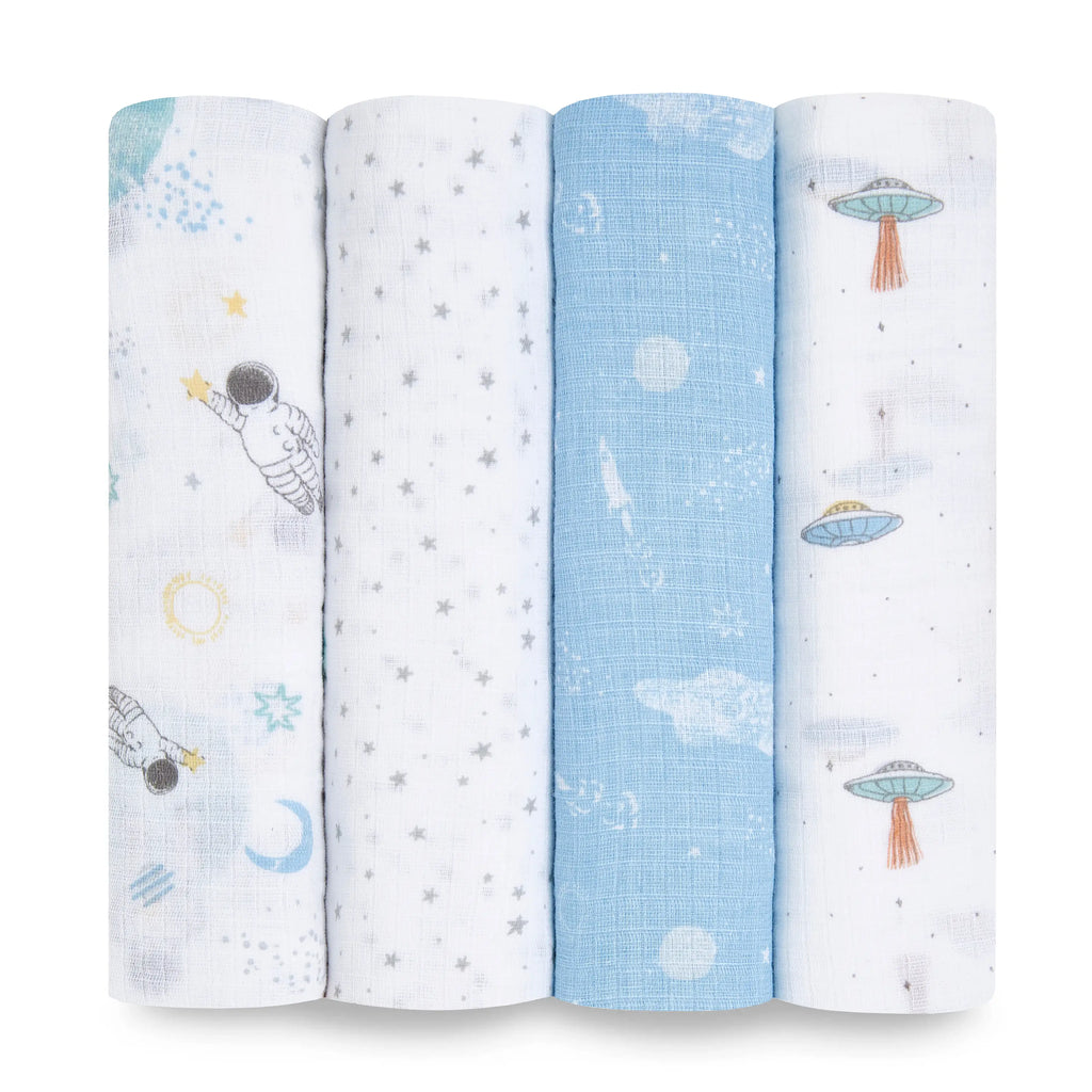 ESSENTIALS COTTON MUSLIN SWADDLES 4 PACK