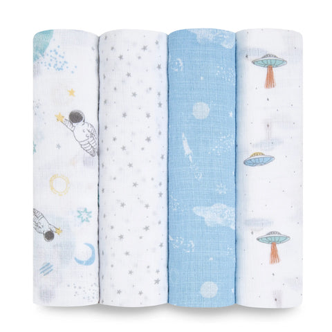 ESSENTIALS COTTON MUSLIN SWADDLES 4 PACK