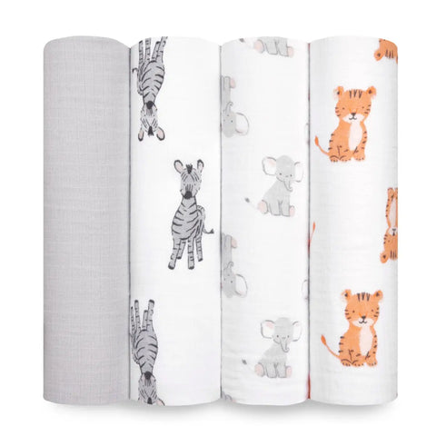 ESSENTIALS COTTON MUSLIN SWADDLES 4 PACK