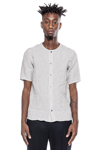 STRIPED COLLARLESS SHIRT