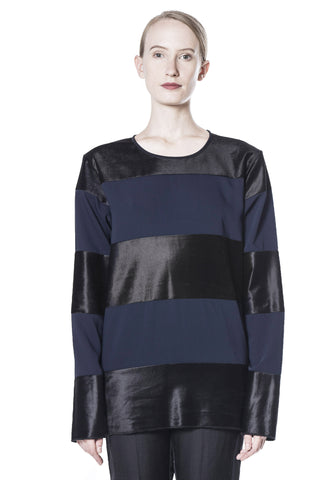 SATIN STRIPED TOP